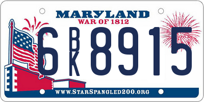 MD license plate 6BK8915