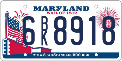 MD license plate 6BK8918
