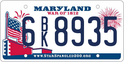 MD license plate 6BK8935