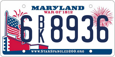 MD license plate 6BK8936