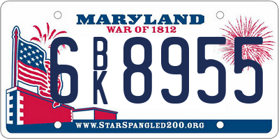 MD license plate 6BK8955
