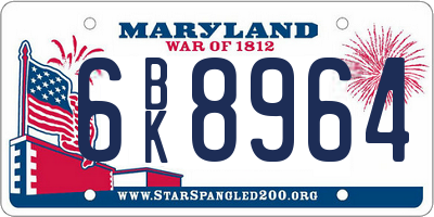 MD license plate 6BK8964