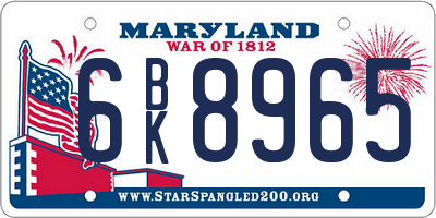 MD license plate 6BK8965