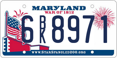 MD license plate 6BK8971