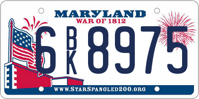 MD license plate 6BK8975