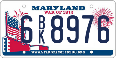 MD license plate 6BK8976