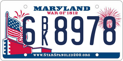 MD license plate 6BK8978