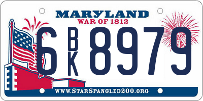 MD license plate 6BK8979