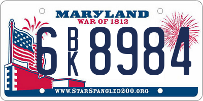 MD license plate 6BK8984