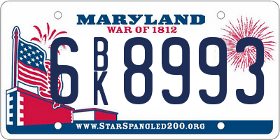 MD license plate 6BK8993