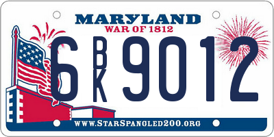 MD license plate 6BK9012