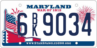 MD license plate 6BK9034