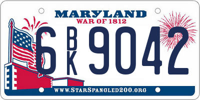 MD license plate 6BK9042