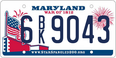 MD license plate 6BK9043
