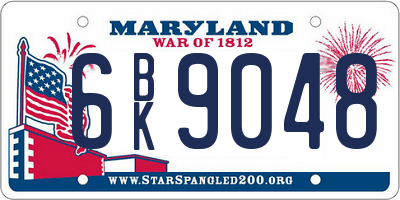 MD license plate 6BK9048