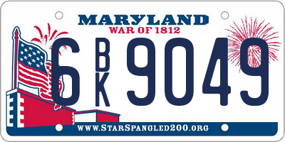 MD license plate 6BK9049