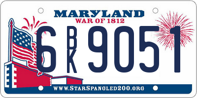 MD license plate 6BK9051