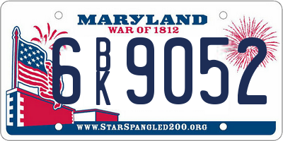 MD license plate 6BK9052