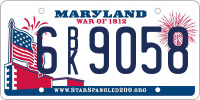 MD license plate 6BK9058