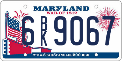 MD license plate 6BK9067