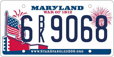 MD license plate 6BK9068