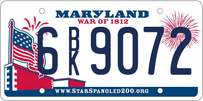 MD license plate 6BK9072