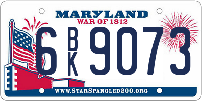 MD license plate 6BK9073