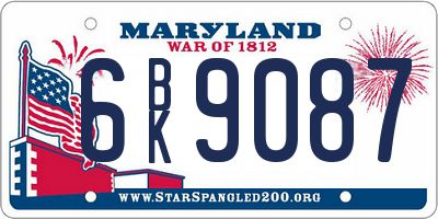 MD license plate 6BK9087