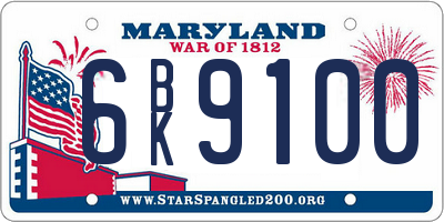MD license plate 6BK9100