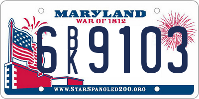 MD license plate 6BK9103