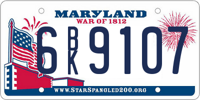 MD license plate 6BK9107