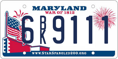 MD license plate 6BK9111