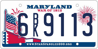 MD license plate 6BK9113