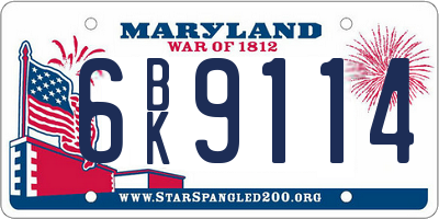 MD license plate 6BK9114