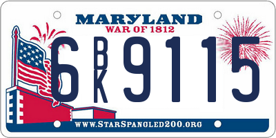 MD license plate 6BK9115