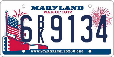 MD license plate 6BK9134