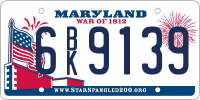 MD license plate 6BK9139