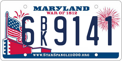 MD license plate 6BK9141