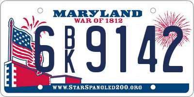 MD license plate 6BK9142