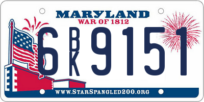 MD license plate 6BK9151
