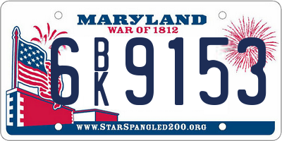 MD license plate 6BK9153
