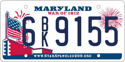 MD license plate 6BK9155