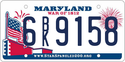 MD license plate 6BK9158
