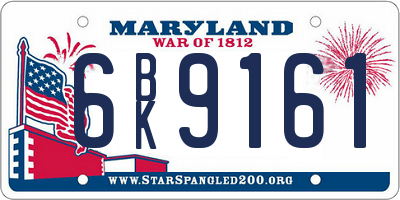 MD license plate 6BK9161