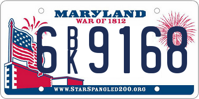 MD license plate 6BK9168