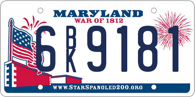 MD license plate 6BK9181