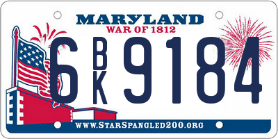 MD license plate 6BK9184