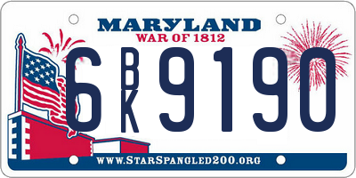 MD license plate 6BK9190