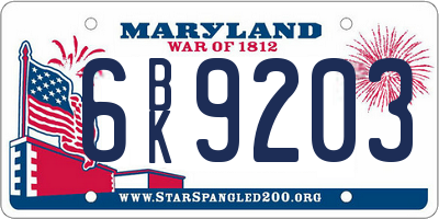 MD license plate 6BK9203