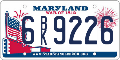 MD license plate 6BK9226